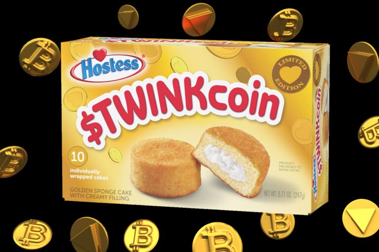 Господиня кидає закуску на тему крипто під назвою «$TWINKcoin» як біткойн-цистерни