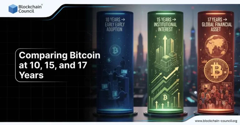 Порівняння біткойнів у віці 10, 15 і 17 років